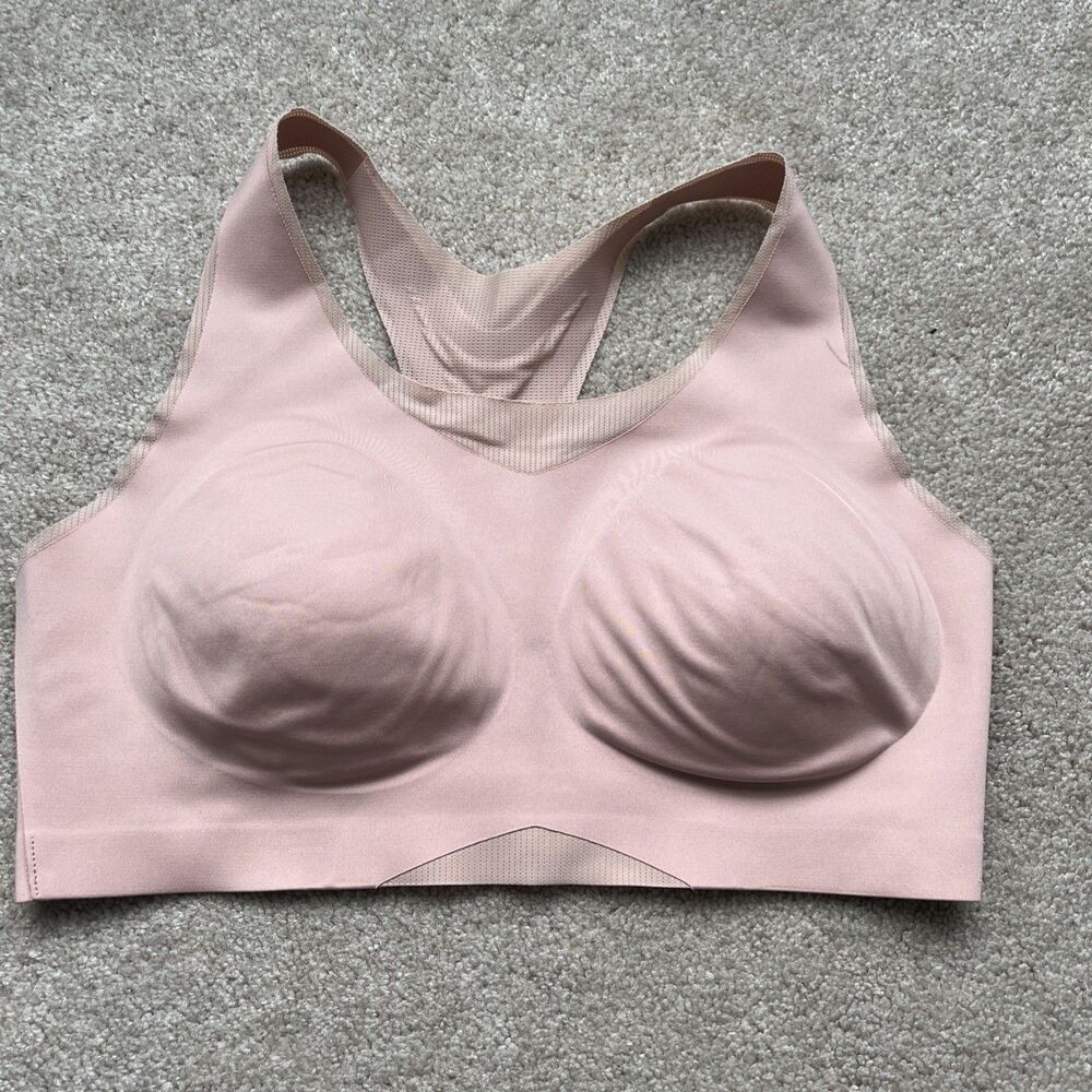 SOMA Sports Bra Womens XL Beige Pink Bliss Breathe Racerback Padded Mesh Panels